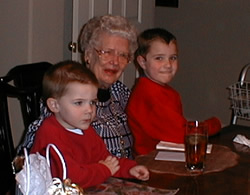 Kyle, Great-Grandma Sansom, and Andrew